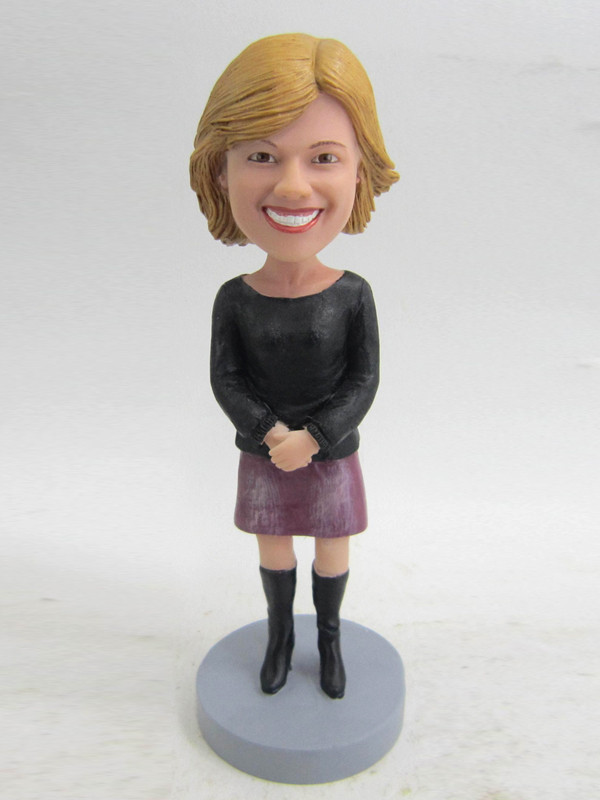 Female bobblehead in a matching top and boots 2120 Custom Bobbleheads