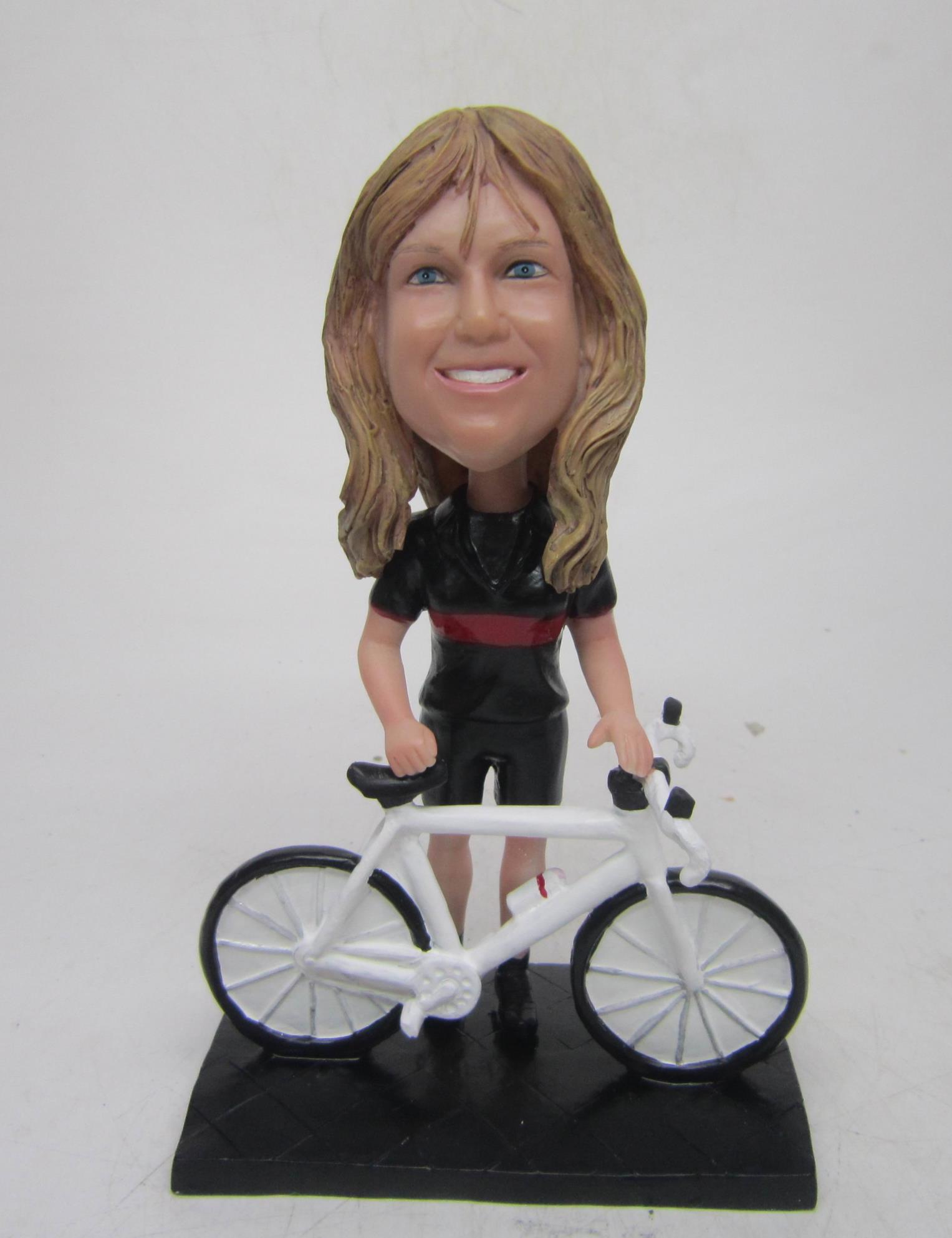 Female biker bobblehead 6957 Custom Bobbleheads & Group Orders