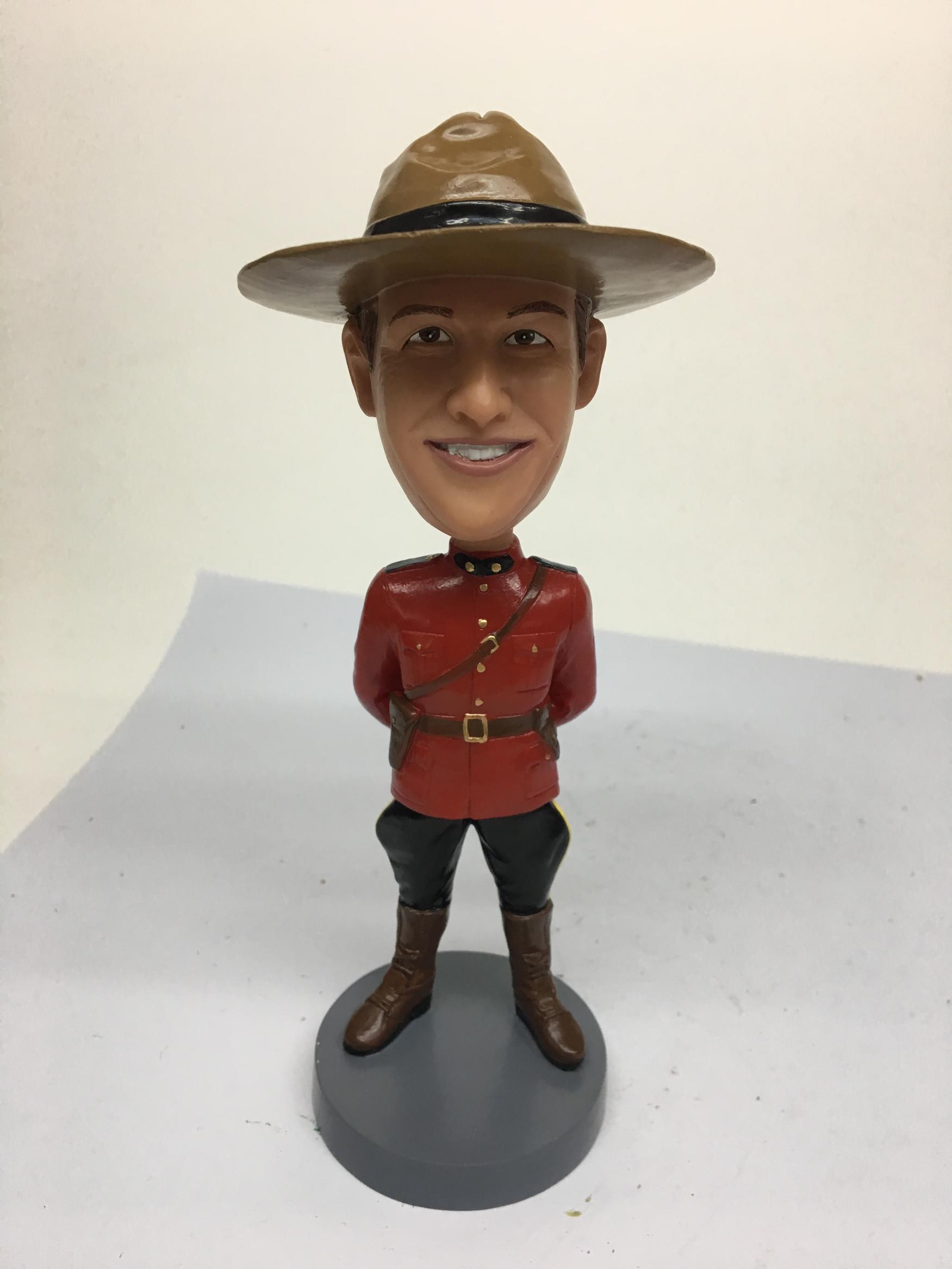 Male Canadian Mountie bobblehead 031919 Custom Bobbleheads & Group